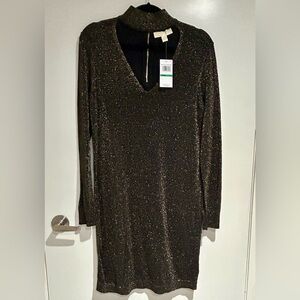 Michael Kors Black Long Sleeve Glitter Dress